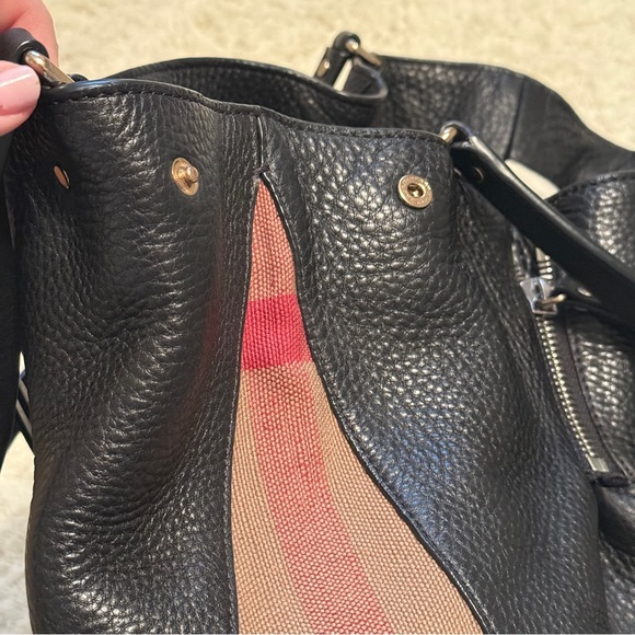Burberry Maidstone Medium Tote Bag in Leather and House Check Canvas - Picture 7 of 12